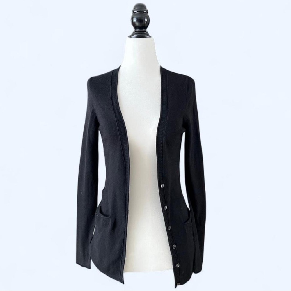 Vintage Banana Republic Womens Black Silk Minimalist Capsule Cardigan Small